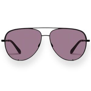 QUAY High Key Sunglasses Black Frame Black Amethyst Lens Aviator Extra Large NWT